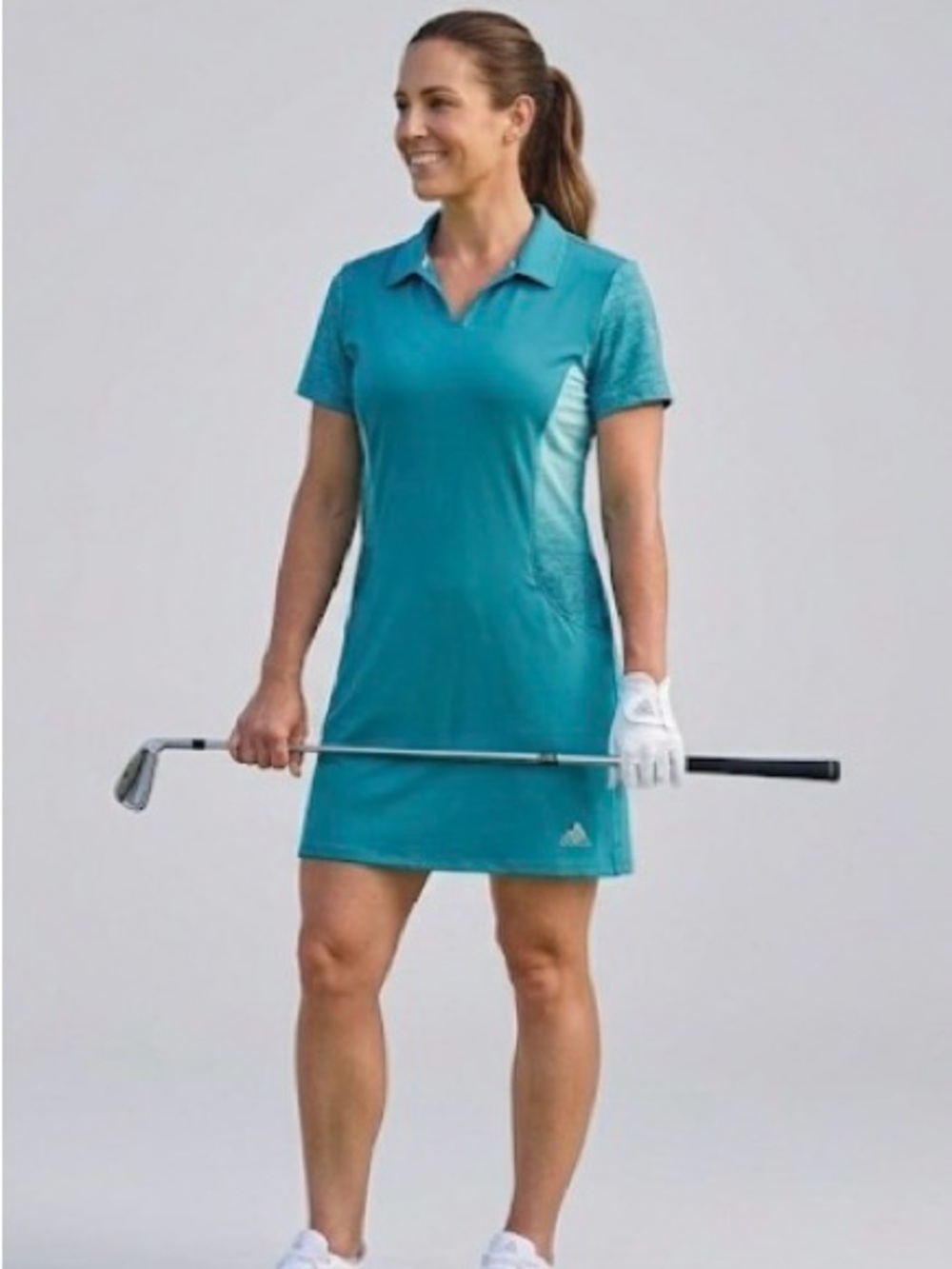 Adidas Golf Women’s Teal Short Sleeve Performance Golf Dress XL Collar, Pockets